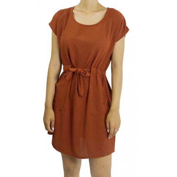 Vestito corto con fiocco girocollo 